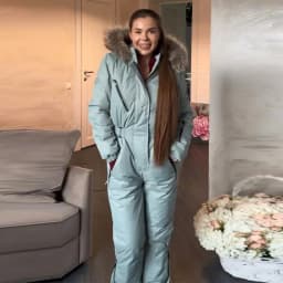Hooded Women Ski Suit One Piece Ski Suit With Large Fur Collar Waist Cinch Ski Suit With Belt Winter Outdoor Wear 2026