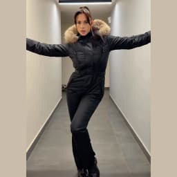 Hooded Women Ski Suit One Piece Ski Suit With Large Fur Collar Waist Cinch Ski Suit With Belt Winter Outdoor Wear 2026