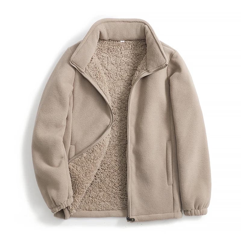 Double-Sided Fleece Lined Casual Fashionable Stand Collar Couple Jacket 2025 New Style Thickened Long Sleeve Zipper Closure
