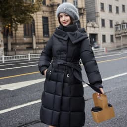 2025 New Fashion Winter Long Parkas Women's Cotton-padded Jackets Streetwear Sashes Slim A-line Coats Hooded Thicken Outerwear