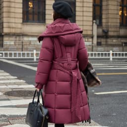 2025 New Fashion Winter Long Parkas Women's Cotton-padded Jackets Streetwear Sashes Slim A-line Coats Hooded Thicken Outerwear