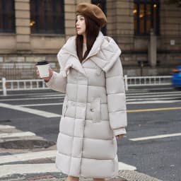 2025 New Fashion Winter Long Parkas Women's Cotton-padded Jackets Streetwear Sashes Slim A-line Coats Hooded Thicken Outerwear