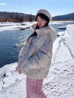 Y2k Aesthetic Cute Cartoon Hoodies Parkas Women Vintage Harajuku Casual Loose Coat Winter Warm Single Breasted Grunge Jacket