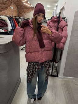 Women Swirl Print Hooded Puffer Jacket Stand Collar Zip Up Long Sleeve Loose Bubble Quilted Coat 2026 Winter Casual Warm Jackets
