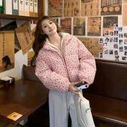 Women Parkas Jackets Casual Coats Floral Print Hooded Drawstring Zipper Long Sleeve Thick Slight Strech Street Wear 2026 Winter