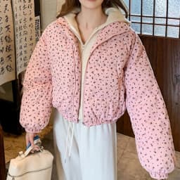 Women Parkas Jackets Casual Coats Floral Print Hooded Drawstring Zipper Long Sleeve Thick Slight Strech Street Wear 2026 Winter