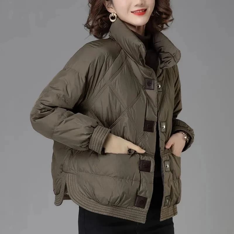 Ladies Down Cotton Jacket 2025 Middle Aged Mother Elegant Lady Outerwear Fashion Long Sleeves Loose Women's Winter Parka Coat