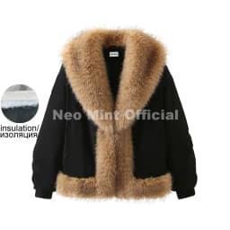 Neo Mint Cozy Girls Furry Shawl Collar Quilted Puffer Bomber Jacket Women Winter Hot Fashion Faux Fur Trim Parkas Coat Outerwear