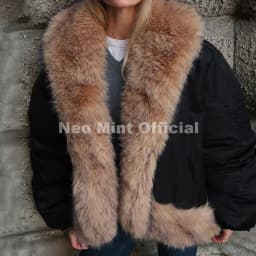 Neo Mint Cozy Girls Furry Shawl Collar Quilted Puffer Bomber Jacket Women Winter Hot Fashion Faux Fur Trim Parkas Coat Outerwear