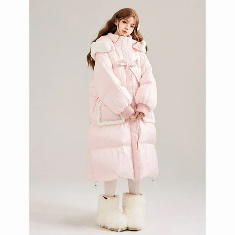 2026 Winter New Fashion Design Loose Thick Cotton Outerwear Christmas Sweet Mid-length Cotton-padded Jacket for College Students