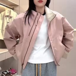 Lamb Velvet Short Parka Coat Women's Winter Casual Loose Warm Cotton Jacket Female Fashionable Commute Style Zipper Closure