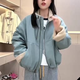 Lamb Velvet Short Parka Coat Women's Winter Casual Loose Warm Cotton Jacket Female Fashionable Commute Style Zipper Closure