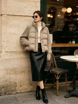 ZAROY Women Casual Puffer Jacket Autumn Knit Sleeve Patchwork Cotton Quilted Coat Stand Collar Trendy Winter Outerwear куртка