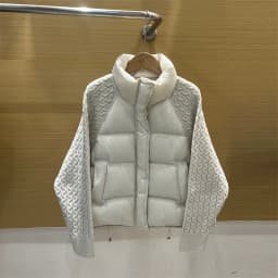 ZAROY Women Casual Puffer Jacket Autumn Knit Sleeve Patchwork Cotton Quilted Coat Stand Collar Trendy Winter Outerwear куртка