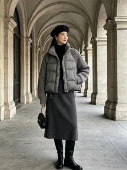 ZAROY Women Casual Puffer Jacket Autumn Knit Sleeve Patchwork Cotton Quilted Coat Stand Collar Trendy Winter Outerwear куртка