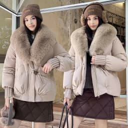 Women Winter Large Fur Collar Warm Thicken Cotton Padded Jacket 2025 New Women Loose Bread Coat Women Cotton Coat Winter Outwear