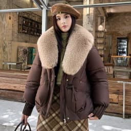 2026 Fashion Big Fur Collar Down Cotton-padded Jacket Women's Short Parkas Winter Streetwear Outerwear Lady Thicken Loose Coats