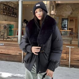 2026 Fashion Big Fur Collar Down Cotton-padded Jacket Women's Short Parkas Winter Streetwear Outerwear Lady Thicken Loose Coats