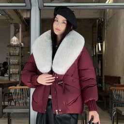 2026 Fashion Big Fur Collar Down Cotton-padded Jacket Women's Short Parkas Winter Streetwear Outerwear Lady Thicken Loose Coats