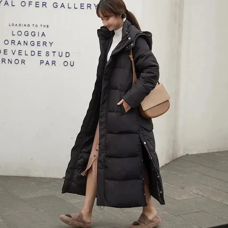 New Female Down Cotton Coat Loose Hooded Parka Overcoat Long Winter Jacket Women Clothes Warm Padded Jackets Oversized Outerwear