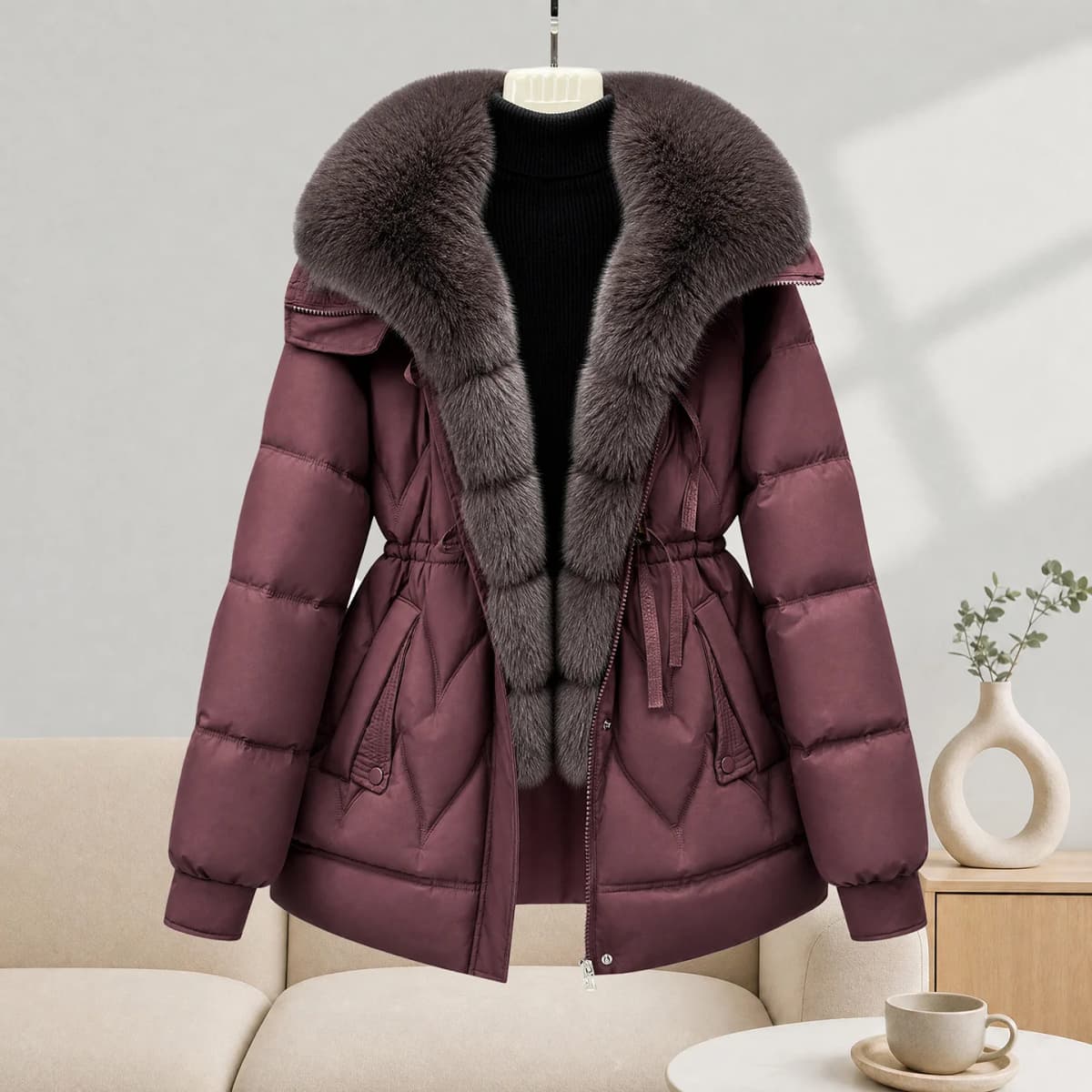 Parkas Women Down Cotton Jacket 2026 Winter Coat Large Fur Collar Warm Mid Long Cotton Padded Jacket Female Outerwear Overcoat