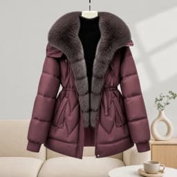 Parkas Women Down Cotton Jacket 2026 Winter Coat Large Fur Collar Warm Mid Long Cotton Padded Jacket Female Outerwear Overcoat