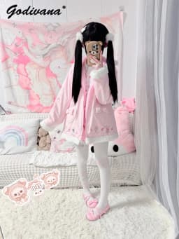 New Winter Sweet Cute Girl Butterfly Knot Heart Hooded Fur Collar Cotton-padded Jacket Women's Thickened Warm Parkas Coat