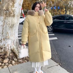 Winter Women Hooded Large Faux Fur Collar Coats Loose Windproof Thick Warm Parkas Zipper Pockets Knee Length Padded Outerwear