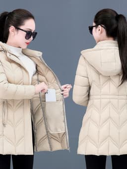 Slim Fit Women's Cotton Jacket 2025 New Style Autumn Winter Coat Polyester Fiber Fill Long Sleeve Zipper Closure Mid-Length