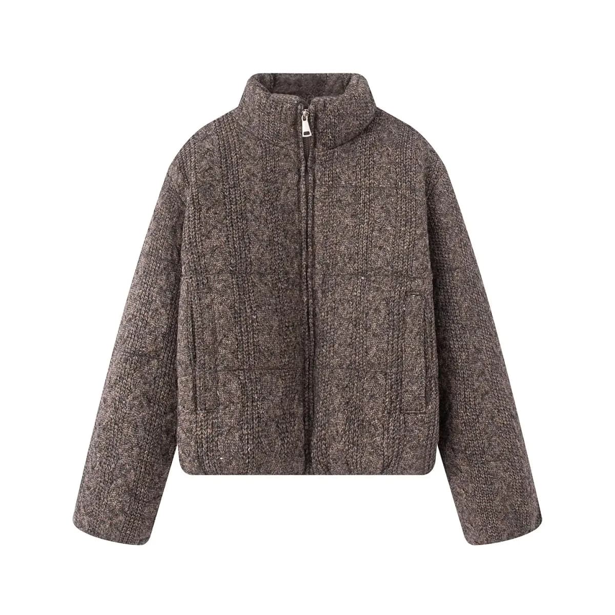 Parkas Jackets Women's Thick Warm Winter Coat zartins 2025 Outwear With Zipper Long Sleeve Knitted Jackets Woman Solid Coat Tops