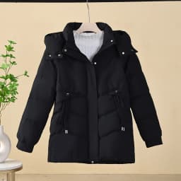 Korean Trend Women's Solid Color Long-sleeved Versatile Zipper Jacket Winter New Holiday Hooded Loose Warm Thickened Coat