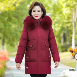 Women's Winter Warm Thick Padded Coat Faux Fur Collar Hooded Long Parka Middle Aged XL-6XL Warm Casual Fashion New Outerwear