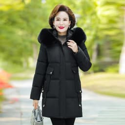 Women's Winter Warm Thick Padded Coat Faux Fur Collar Hooded Long Parka Middle Aged XL-6XL Warm Casual Fashion New Outerwear