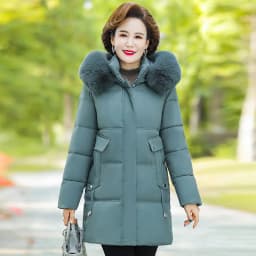 Women's Winter Warm Thick Padded Coat Faux Fur Collar Hooded Long Parka Middle Aged XL-6XL Warm Casual Fashion New Outerwear
