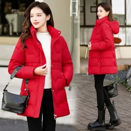 Fashion Detachable Hooded Parkas Women's Winter Down Cotton-padded Jacket Thicken Casual Slim Outerwear Female Long Coats