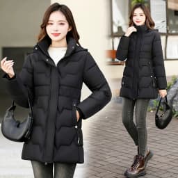 Fashion Detachable Hooded Parkas Women's Winter Down Cotton-padded Jacket Thicken Casual Slim Outerwear Female Long Coats