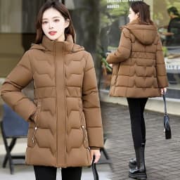 Fashion Detachable Hooded Parkas Women's Winter Down Cotton-padded Jacket Thicken Casual Slim Outerwear Female Long Coats