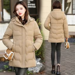 Fashion Detachable Hooded Parkas Women's Winter Down Cotton-padded Jacket Thicken Casual Slim Outerwear Female Long Coats