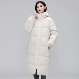 Winter Long Puffer Coat for Women Hooded Quilted Windproof Warm Zip Up Outerwear Russian Cold Weather Snow Jacket Over Knee Cozy