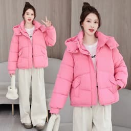 Winter Thick Puffer Coat Women Zip Up Windproof Russian Cold Weather Snow Jacket Detachable Hooded Outerwear Candy Color New