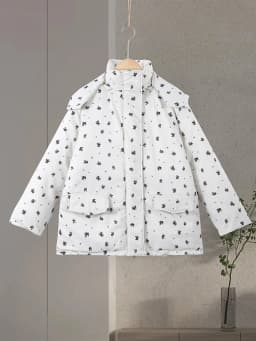 Casual Print Hoodie Loose Coat Women All-match Full Sleeve Thicken Zippers Oversize Coats Female 2026 Autumn Winter Lady Outwear