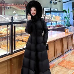 Slimming down Jacket 2025 Winter New Design Long Length Thickened Cotton Padded Women's Coat with Hood Waist-Cinching Outerwear