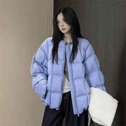 Women's Cotton Jacket 2025 Korean Edition New Autumn Winter Solid Color Round Neck Fashion Thick Warm Coat Parka Overcoat