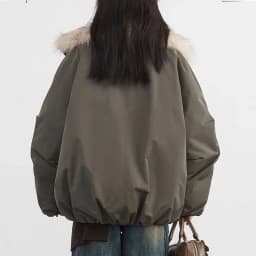 American Retro Faux Fur Trim Padded Parka Women Winter Tulip Hem Thicken Warm Outerwear Female Loose Zip Up Casual Cotton Jacket