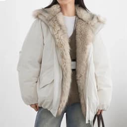 American Retro Faux Fur Trim Padded Parka Women Winter Tulip Hem Thicken Warm Outerwear Female Loose Zip Up Casual Cotton Jacket