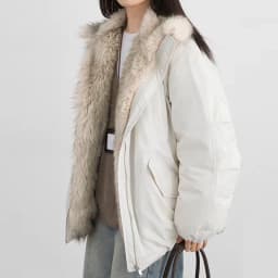 American Retro Faux Fur Trim Padded Parka Women Winter Tulip Hem Thicken Warm Outerwear Female Loose Zip Up Casual Cotton Jacket