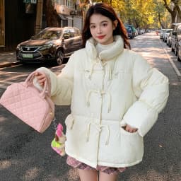 Korean Sweet Short Down Cotton Jacket for Women Stand Collar Toggle Button Puffer Parkas Woman Loose Candy Color Padded Jacket