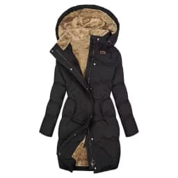 Winter Hooded Cotton Jacket Thick Warm Windbreaker Slim Jackets Long Insulated Velvet Coat For Women Solid Thick Parker Overcoat