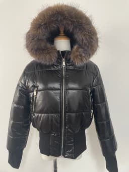 Women's Faux Fur Collar Puffer Coat Winter Streetwear Slim Fit Waist Belted Solid Color Jacket