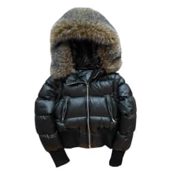 Women's Faux Fur Collar Puffer Coat Winter Streetwear Slim Fit Waist Belted Solid Color Jacket